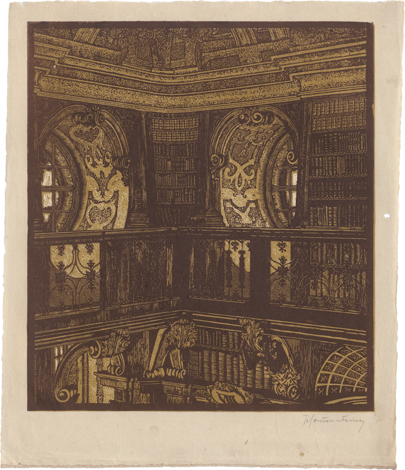 Lot 5542, Auction  123, Blauensteiner, Leopold, Blick in das Obergeschoss der Bibliothek in Stift Melk