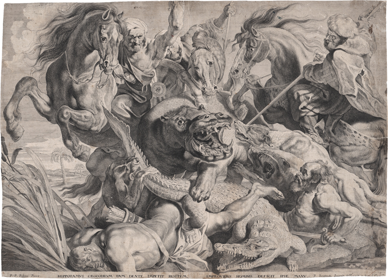 Lot 5885, Auction  123, Soutman, Pieter Claesz., Die Krokodil- und Nilpferdjagd