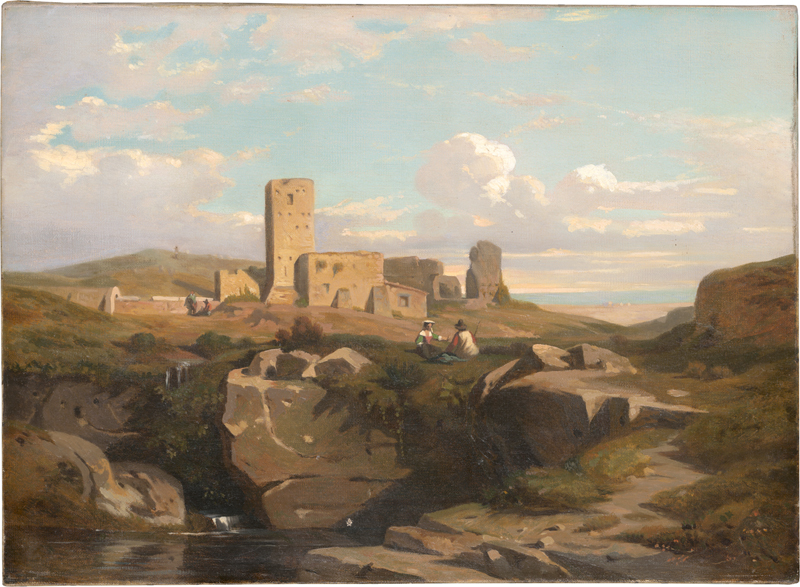 Lot 6065, Auction  123, Deutsch, 19. Jh. Campagnalandschaft mit römischen Ruinen