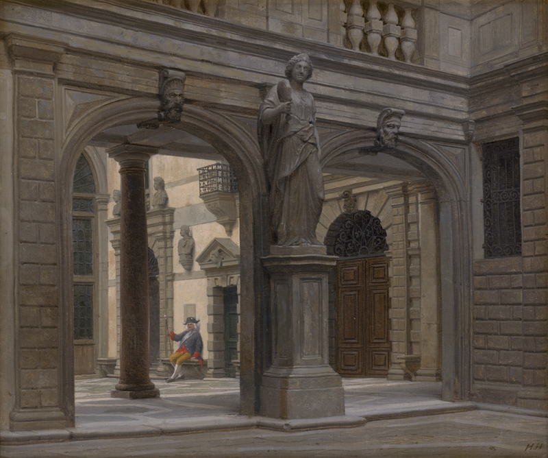 Lot 6188, Auction  123, Hansen, Heinrich, Im Innenhof von Palazzo Pisani a Santo Stefano, Venedig