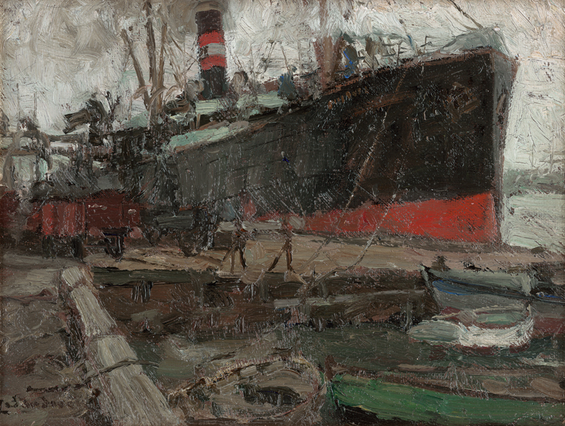 Lot 6194, Auction  123, Sandrock, Leonhard, Dampfer im Hafen