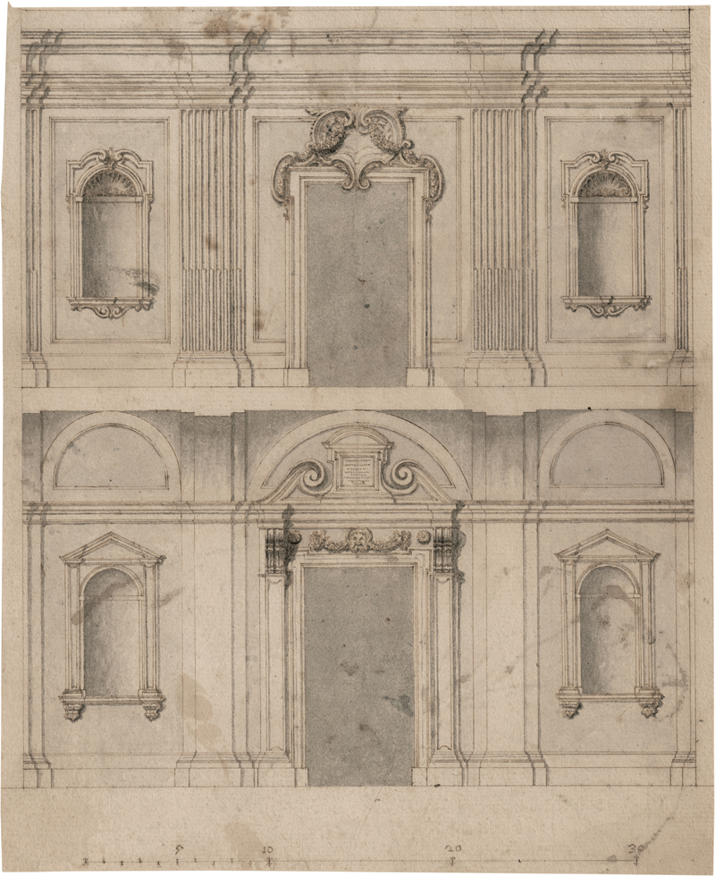 Lot 6508, Auction  123, Italienisch, spätes 16. Jh. Durchschnitt durch einen barocken Palazzo mit dem Wandaufriss zweier Stockwerke