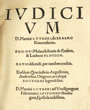 Lot 348, Auction  124, Luther, Martin, Iudicium D. Martini Lutheri, de Erasmo Roterodamo