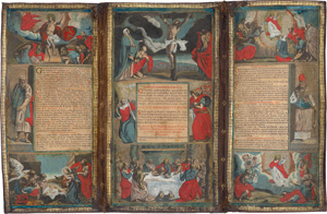 Los 394 - Daret, Pierre - Reiseklappaltar - Kupferstich-Triptychon mit Typographie in Rot und Schwarz - 0 - thumb