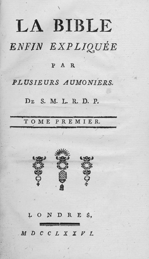 Lot 419, Auction  124, Voltaire, François Marie Arouet de, La Bible enfin expliquée par plusieurs aumoniers