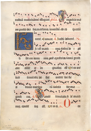 Los 874 - Hic est Martinus, electus Dei pontifex - 2 Einzelblätter aus einer großen Antiphonale-Handschrift - 0 - thumb