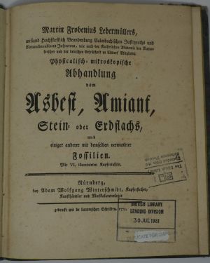 Los 1066 - Ledermüller, Martin Frobenius - Physicalisch-mikroskopische Abhandlung vom Asbest, - 4 - thumb