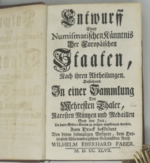 Lot 1166, Auction  124, Faber, Wilhelm Eberhard, Entwurff einer numismatischen Känntnis 