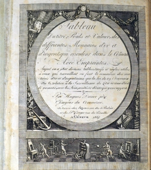 Lot 1263, Auction  124, Darier, Hugues, Tableau du titre, poids et valeur, des différentes monnaies d'or et d'argent