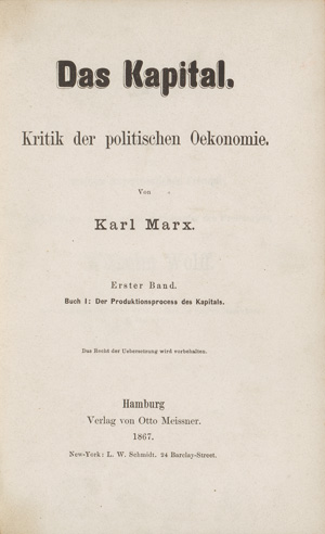 Los 1274 - Marx, Karl - Das Kapital. Erste Ausgabe Band I 1867 - 1 - thumb