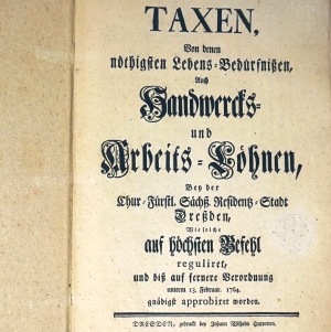 Lot 1285, Auction  124, Taxen, von denen nöthigsten Lebens-Bedürfnißen