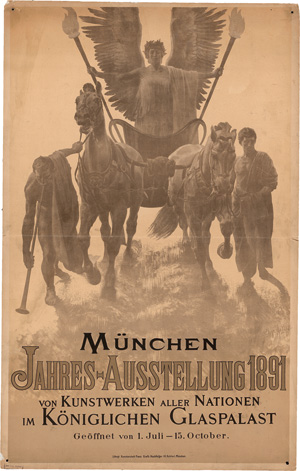 Los 1331 - München Jahresausstellung - 1891 von Kunstwerken aller Nationen. Großplakat - 0 - thumb