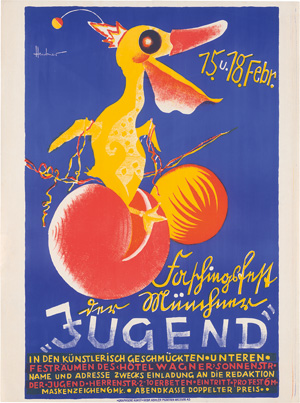 Lot 1346, Auction  124, Heubner, Friedrich Leonhard, Faschingsfest der Münchner Jugend. Großplakat