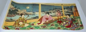 Los 1505 - Chikanobu, Toyohara - Bijin-ga.Drei Musikerinnen bei Vollmond. Triptychon - 2 - thumb