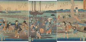 Los 1552 - Hiroshige II Shigenobu - Kanagawa kaigan Muschelsammeln bei Ebbe am Strand von Takanawa - 0 - thumb