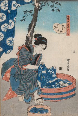 Los 1578 - Kunisada, Utagawa - Japanerin beim Wäschewaschen in hölzernem Waschzuber - 0 - thumb