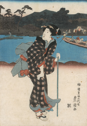 Lot 1585, Auction  124, Kunisada, Utagawa, Bijin-ga. Reisende nach Edo