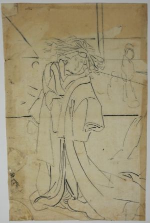 Los 1670 - Ukiyo-e hanga no shitagaki - 4 originale Entwürfe für japanische Ukiyo-e Holzschnitte - 3 - thumb