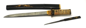 Los 1678 - Wakizashi - Japanisches Kurzschwert in Holzscheide und mit kleinem Kozuka-Beimesser - 7 - thumb