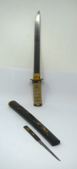 Los 1678 - Wakizashi - Japanisches Kurzschwert in Holzscheide und mit kleinem Kozuka-Beimesser - 18 - thumb