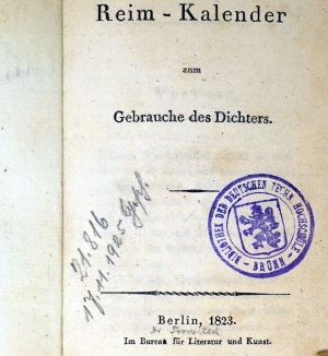 Lot 2117, Auction  124, Reim-Kalender,  zum Gebrauche des Dichters