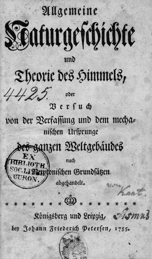 Lot 2179, Auction  124, Kant, Immanuel, Allgemeine Naturgeschichte und Theorie des Himmels