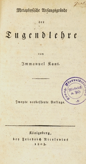 Los 2182 - Kant, Immanuel - Metaphysische Anfangsgründe der Tugendlehre - 0 - thumb