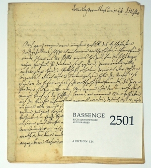 Lot 2501, Auction  124, Bamberger, Antoinette, Brief an Prediger Lüdke