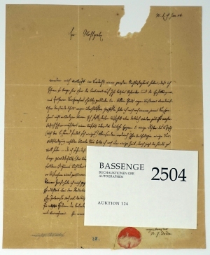 Lot 2504, Auction  124, Docen, Bernhard Joseph, Brief an Friedrich Haug