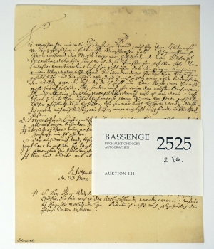 Los 2525 - Schroeckh, Johann Matthias - Brief an Friedrich Nicolai + Beigabe - 0 - thumb