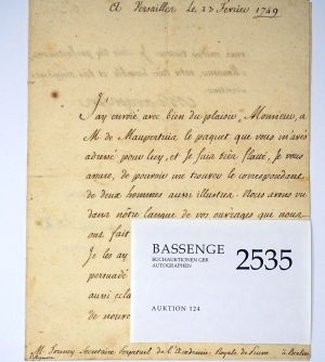 Los 2535 - Argenson, René Louis Marquis d' - Brief an Samuel Formey - 0 - thumb