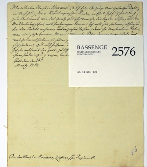 Lot 2576, Auction  124, Friedrich II., der Große, Brief an Oberst von Krockow