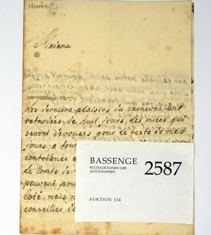 Lot 2587, Auction  124, Hohendorff, Georg Wilhelm von, Brief als Vertrauter Prinz Eugens