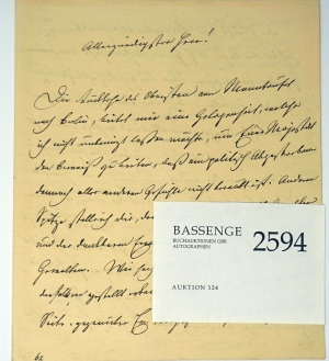 Lot 2594, Auction  124, Metternich, Clemens Wenzel Fürst von, Eigenh. Brief an Friedrich Wilhelm IV