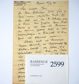 Lot 2599, Auction  124, Schlözer, Kurd von, Brief über den dubiosen Leibarzt in Bayreuth