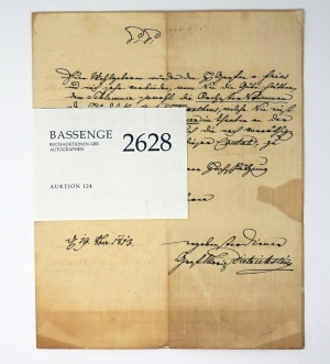 Lot 2628, Auction  124, Dietrichstein, Moritz Graf von, Brief an Andreas Streicher