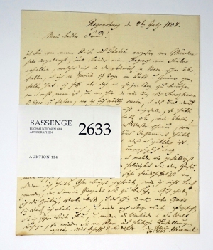 Lot 2633, Auction  124, Himmel, Friedrich Heinrich, Brief an Andreas Streicher