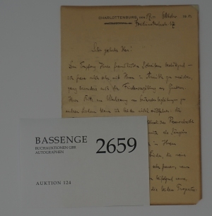 Lot 2659, Auction  124, Strauss, Richard, Brief an einen Konzertsänger