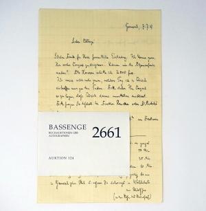 Lot 2661, Auction  124, Strauss, Richard, Brief an einen Züricher Konzertveranstalter