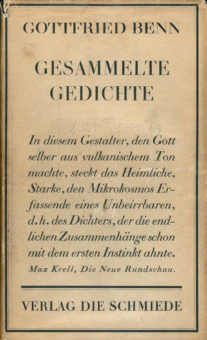 Lot 3039, Auction  124, Benn, Gottfried, Gesammelte Gedichte (mit Schutzumschlag)