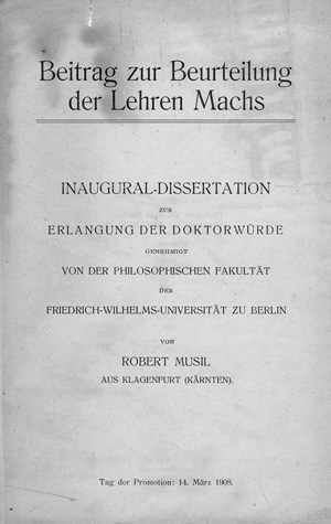 Los 3402 - Musil, Robert - Beitrag zur Beurteilung der Lehren Machs - 0 - thumb