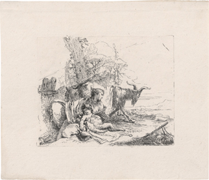 Lot 5321, Auction  124, Tiepolo, Giovanni Battista, Nymphe mit kleinem Satyr  und zwei Ziegen