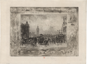 Lot 5337, Auction  124, Buhot, Félix Hilaire, Westminster Bridge (Westminster Clock Tower)