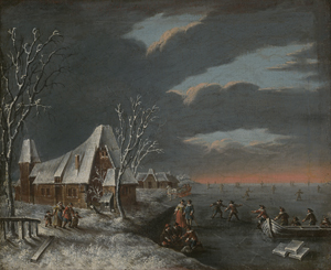 Lot 6026, Auction  124, Niederländisch, 17./18.Jh. Winterlandschaft mit Eisläufern