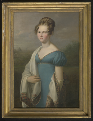 Los 6040 - Rössler, Johann Carl - Bildnis wohl der Clara Luise Gräfin Kanitz vor der Silhouette Dresdens mit der Elbe - 1 - thumb