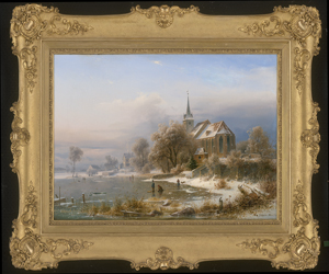 Los 6044 - Mohr, Johann Georg Paul - Winterlandschaft mit Schlittschuhläufern und Backsteinkirche - 1 - thumb