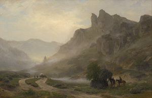 Lot 6097, Auction  124, Lessing, Carl Friedrich, Der Hinterhalt (Nebelbehangener Talweg mit lauernden Räubern)