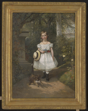 Los 6104 - Kindermann, Adolph Dietrich - Mädchen in einem Garten mit Hund - 1 - thumb