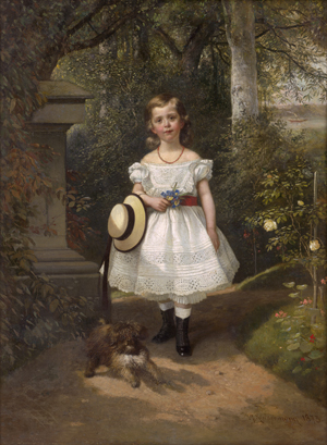 Lot 6104, Auction  124, Kindermann, Adolph Dietrich, Mädchen in einem Garten mit Hund