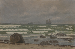 Lot 6107, Auction  124, Blache, Christian Vigilius, "Stranden ved Hirtshals": Wolkenverhangener Himmel vor der Küste Jütlands